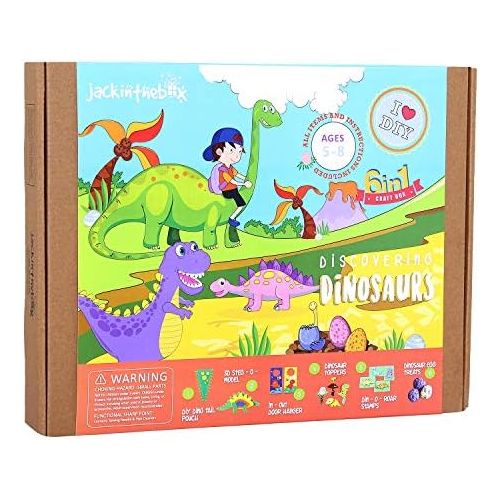  [아마존베스트]Jackinthebox jackinthebox Dinosaur Themed Craft Kit and Educational Toy for Boys and Girls | 6 Activities-in-1 Kit | Great Gift for Kids Aged 5 to 8 Years Old | Learning Stem Toys (Dinosaur 6-i