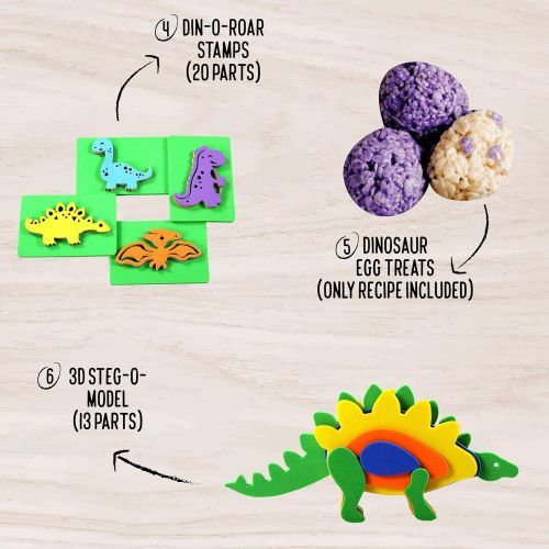  [아마존베스트]Jackinthebox jackinthebox Dinosaur Themed Craft Kit and Educational Toy for Boys and Girls | 6 Activities-in-1 Kit | Great Gift for Kids Aged 5 to 8 Years Old | Learning Stem Toys (Dinosaur 6-i