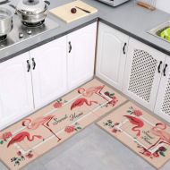 Jackson 2 Piece Kitchen Mat with Flamingo Design,Non-Slip Kitchen Floor Mat Doormat Runner Rug Set(19.5x31.5+19.5x59)