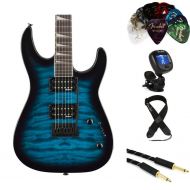 Jackson Dinky JS20 DKQ Electric Guitar Essentials Bundle - Transparent Blue