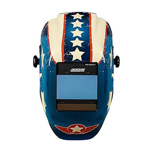  Jackson Safety Insight Variable Auto Darkening Welding Helmet (46101), HLX, 370 Comfortable Headgear, Ultra-Light Shell, Stars & Scars, 1 Helmet