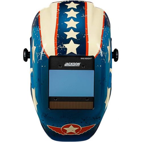 Jackson Safety Insight Variable Auto Darkening Welding Helmet (46101), HLX, 370 Comfortable Headgear, Ultra-Light Shell, Stars & Scars, 1 Helmet