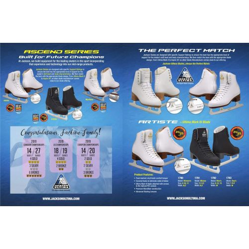  Jackson Ultima Artiste Figure Ice Skates for Women, Girls/White Color - Improved, JUST LAUNCHED 2019 Bundle with Skate Guards