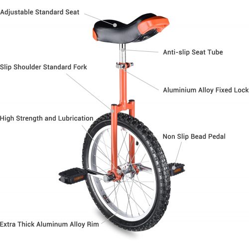  Jacoble Bright Orange 18 Inch in 18 Mountain Bike Wheel Frame Unicycle Cycling Bike with Comfortable Release
