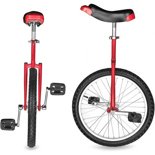  Jacoble 20in Red Chrome Unicycle Wheel Skidproof Tire Bike Unicycle Cycling