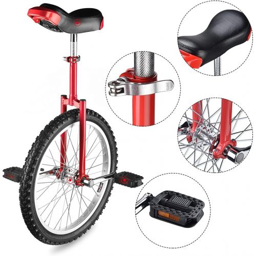  Jacoble 20in Red Chrome Unicycle Wheel Skidproof Tire Bike Unicycle Cycling