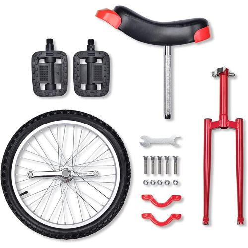  Jacoble 20in Red Chrome Unicycle Wheel Skidproof Tire Bike Unicycle Cycling