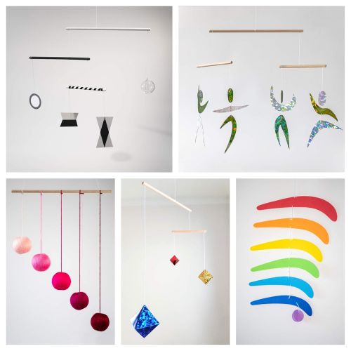  Jacobs toyshop Set of 5 Montessori inspired mobiles - Black and white mobile, Pink Gobbi, Dancers, Octahedron, Rainbow. Montessori mobile. Baby mobile. Hanging mobile. Crib toy.