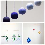 /Jacobstoyshop Set of 3 x montessori mobile - Blue Gobbi, Octahedron, Dancers. Crib toy. Baby mobile. Hanging mobile. Montessori mobile. Essential