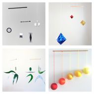 /Jacobstoyshop Set of 4 x montessori mobile - Munari, orange Gobbi, Octahedron, Dancers. Montessori mobile. Baby mobile. Hanging mobile. Crib toy.