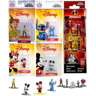 Jada Tooned Incredible Disney Mini Figure Set Nano Metal Pack Stitch / Peter Pan / Minnie Mouse + Black & White Mickey + Pixar 5 incredibles Dash / Jack Jack / Elastigirl / Violet Die-C