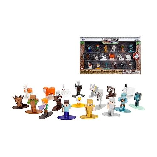 자다 Minecraft Caves & Cliffs 18-Pack W10 1.65” Die-Cast Collectible Figures, Toys for Kids and Adults