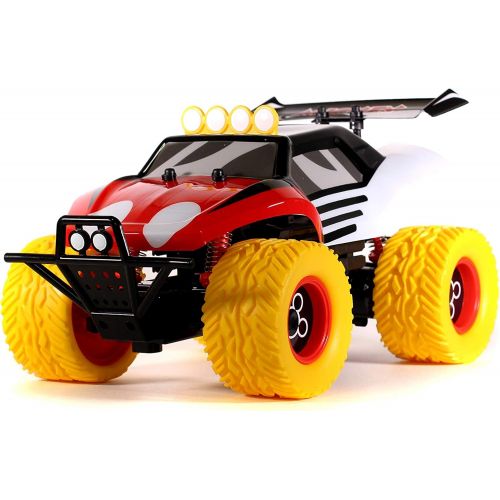 자다 Jada Toys Disney Junior 1:14 Mickey Buggy RC Remote Control Car 2.4GHz, Toys for kids and adults, black/red