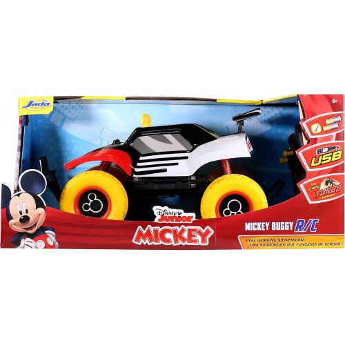 자다 Jada Toys Disney Junior 1:14 Mickey Buggy RC Remote Control Car 2.4GHz, Toys for kids and adults, black/red