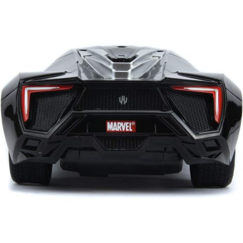 자다 Jada Toys 253226001 Marvel Panther Lykan Hypersport Turbo RC Car with Remote Control, Forward/Backward/Left/Right, 1:16 Scale USB Charging Function, Black