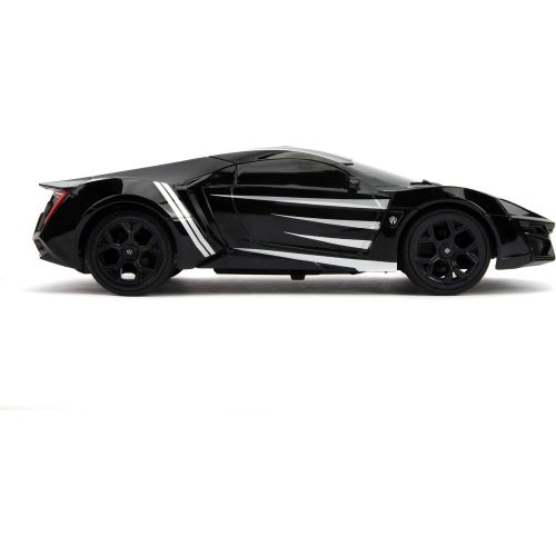 자다 Jada Toys 253226001 Marvel Panther Lykan Hypersport Turbo RC Car with Remote Control, Forward/Backward/Left/Right, 1:16 Scale USB Charging Function, Black