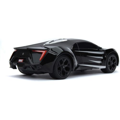 자다 Jada Toys 253226001 Marvel Panther Lykan Hypersport Turbo RC Car with Remote Control, Forward/Backward/Left/Right, 1:16 Scale USB Charging Function, Black