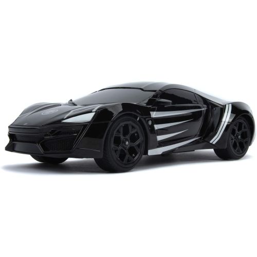 자다 Jada Toys 253226001 Marvel Panther Lykan Hypersport Turbo RC Car with Remote Control, Forward/Backward/Left/Right, 1:16 Scale USB Charging Function, Black