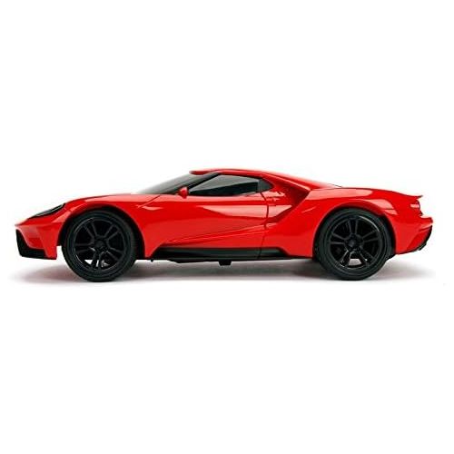 자다 Jada Toys Hyperchargers 1:16 Big Time Muscle R/C 17 Ford GT Vehicle Ready to Run USB Charging Radio Control Car red, red w/ White Stripes (98330)