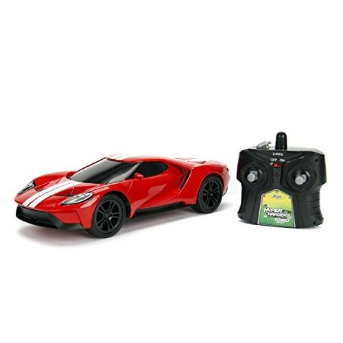 자다 Jada Toys Hyperchargers 1:16 Big Time Muscle R/C 17 Ford GT Vehicle Ready to Run USB Charging Radio Control Car red, red w/ White Stripes (98330)