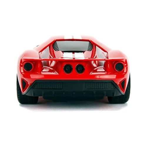 자다 Jada Toys Hyperchargers 1:16 Big Time Muscle R/C 17 Ford GT Vehicle Ready to Run USB Charging Radio Control Car red, red w/ White Stripes (98330)