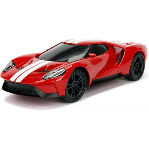 자다 Jada Toys Hyperchargers 1:16 Big Time Muscle R/C 17 Ford GT Vehicle Ready to Run USB Charging Radio Control Car red, red w/ White Stripes (98330)