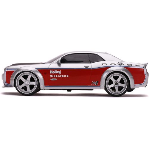 자다 Jada Toys Bigtime Muscle 1:16 2019 Dodge Challenger SRT Hellcat RC Remote Control Car 2.4 GHz Silver, Toys for Kids and Adults