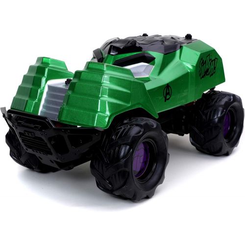 자다 Jada Toys Marvel Avengers 1:14 Hulk Smash RC Remote Control Car, Toys for Kids and Adults (32125)