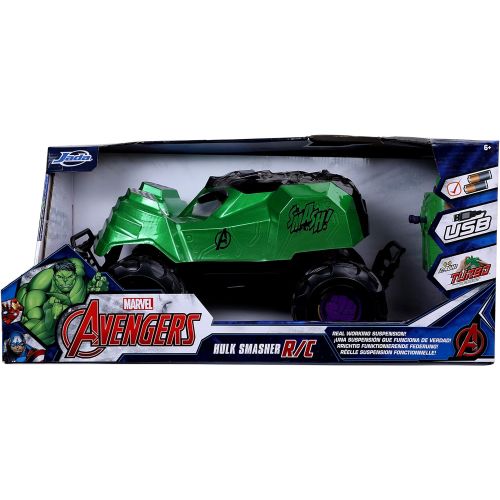 자다 Jada Toys Marvel Avengers 1:14 Hulk Smash RC Remote Control Car, Toys for Kids and Adults (32125)