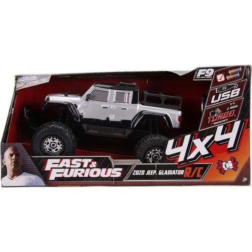 자다 Jada Toys Fast & Furious F9 1:12 4x4 2020 Jeep Gladiator Elite RC Remote Control Car 2.4 GHz, Toys for Kids and Adults, Black