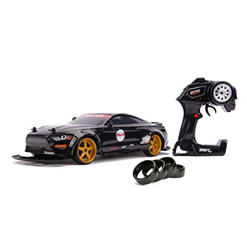 자다 Jada Toys Big Time Muscle Drift 1:10 Scale RC, 2019 Ford Mustang - Wide Body, Black