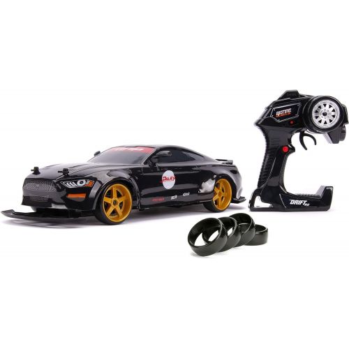 자다 Jada Toys Big Time Muscle Drift 1:10 Scale RC, 2019 Ford Mustang - Wide Body, Black