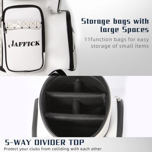  [아마존베스트]Jaffick Golf Cart Bag Wheeled Leather Golf Club Bags for Men Transit Golf Bag Easy to Carry & Durable with Rain Cover