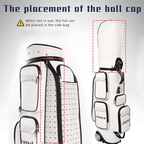  [아마존베스트]Jaffick Golf Cart Bag Wheeled Leather Golf Club Bags for Men Transit Golf Bag Easy to Carry & Durable with Rain Cover