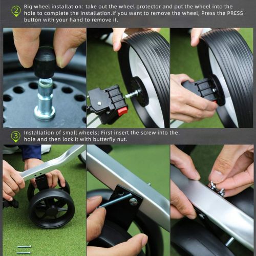  Jaffick Golf Pull Cart Wheel Folding Push Cart Trolley for Golf Club Bag