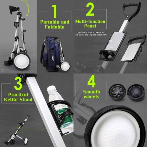  Jaffick Golf Pull Cart Wheel Folding Push Cart Trolley for Golf Club Bag