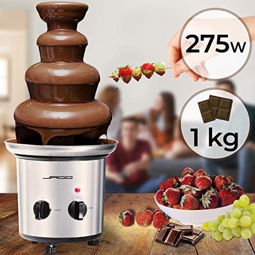  [아마존베스트]Jago Chocolate fountain, 275 W, 4 levels, capacity 1 kg, chocolate, stainless steel, dishwasher safe, silver, chocolate fountain, chocolate fondue, chocolate fondue.