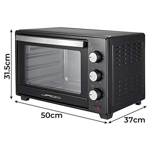  [아마존베스트]-Service-Informationen Jago Mini oven with convection  model selection, 100 to 230 °C, timer (0-60 minutes), with wire mesh, baking tray and accessories, black, mini oven, mini kitchen, barbecue oven,