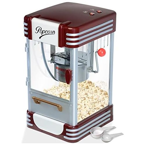  [아마존베스트]Jago Popcorn Machine Retro 60 L/h, 200 g/10 min, Stainless Steel Pot for Salty Popcorn - 50s Look, Professional Popcorn Maker, Preparer, Machine