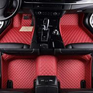 Custom Car floor mat Front & Rear Liner 8 Colors with Gold Lines for Jaguar F-TYPE Convertible 2 Door(Red)