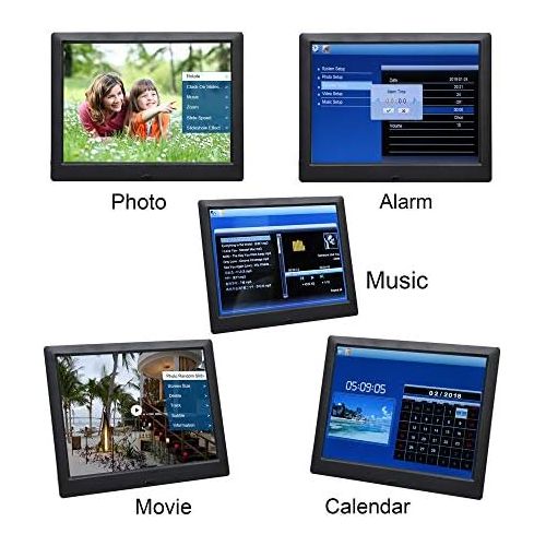 [아마존베스트]Jaihonda 9 Inch Digital Photo Frame with Remote Control, Photo Video MP3 Player / 4 Windows / Calendar / Alarm Clock / 6 Languages Electronic Photo Frame Support USB Drive SD/MS/MMC/SDHC Ca