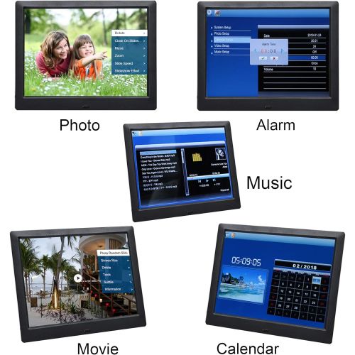  [아마존베스트]Jaihonda 9 Inch Digital Photo Frame with Remote Control, Photo Video MP3 Player / 4 Windows / Calendar / Alarm Clock / 6 Languages Electronic Photo Frame Support USB Drive SD/MS/MMC/SDHC Ca