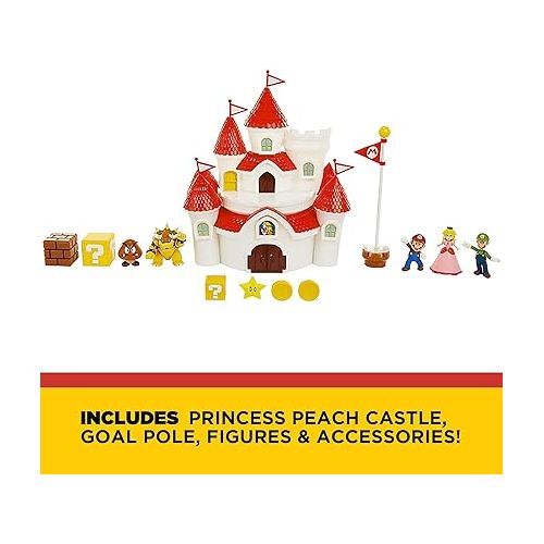 잭스퍼시픽 Super Mario Nintendo Deluxe Mushroom Kingdom Castle, Wall Display & Playset with (5) 2.5