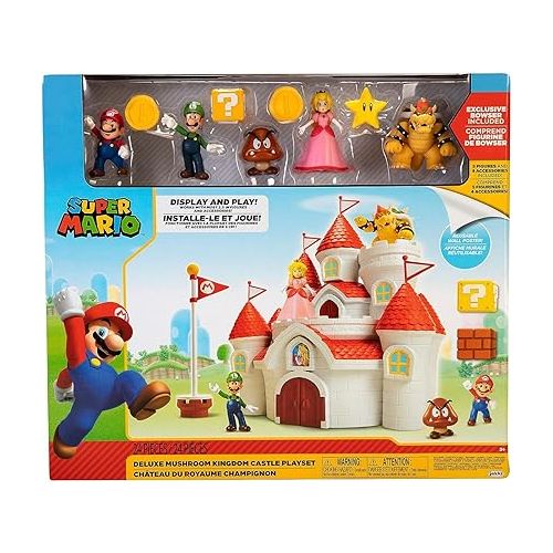 잭스퍼시픽 Super Mario Nintendo Deluxe Mushroom Kingdom Castle, Wall Display & Playset with (5) 2.5