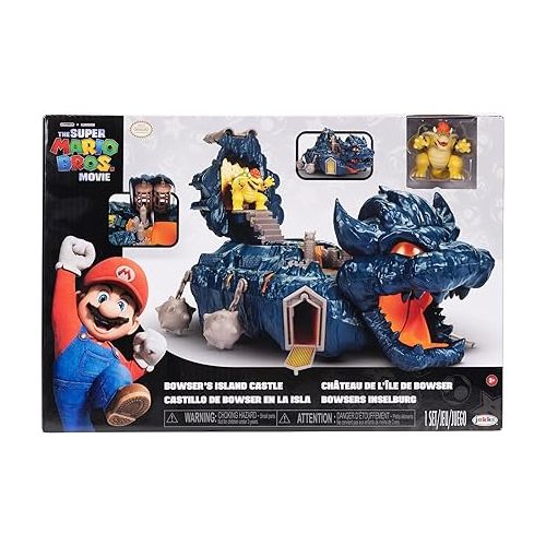 잭스퍼시픽 The Super Mario Bowser Island Castle Playset with 2.5” Bowser Action Figure & Interactive Pieces