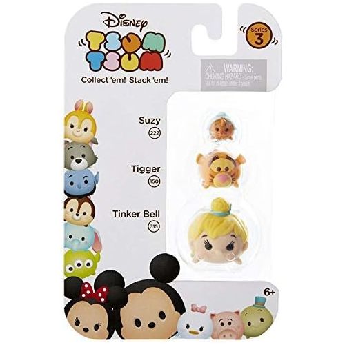 잭스퍼시픽 Jakks Pacific Disney Tsum Tsum Series 3 Suzy, Tigger & Tinker Bell 1 Minifigure 3 Pack #222, 150 & 315