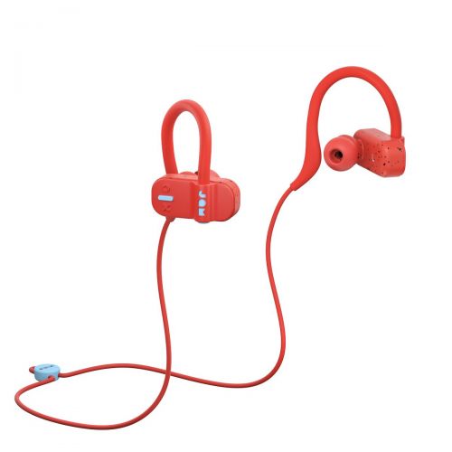  Jam JAM Live Fast Workout Earphones 30 ft. Bluetooth Range, IP67 Sweat Resistant Earbuds 3 Sizes Included, 12 Hour Battery Life, Hands-Free Calling Red