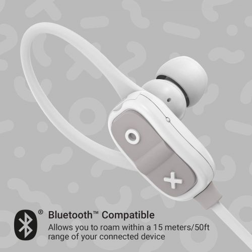  Bluetooth Wireless Earbuds Secure Ear-hook, 7 Hour Playtime, 30 Foot Range, Hands-Free Calling, Sweat Resistant JAM Live Large Earphones Gray HX-EP303GY