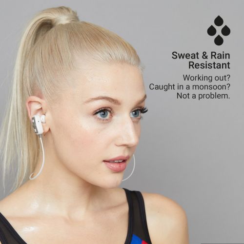  Bluetooth Wireless Earbuds Secure Ear-hook, 7 Hour Playtime, 30 Foot Range, Hands-Free Calling, Sweat Resistant JAM Live Large Earphones Gray HX-EP303GY