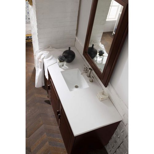  James Martin Portland 60 Single Vanity, White Washed Walnut with 4 CM Absolute Black Rustic Stone Top